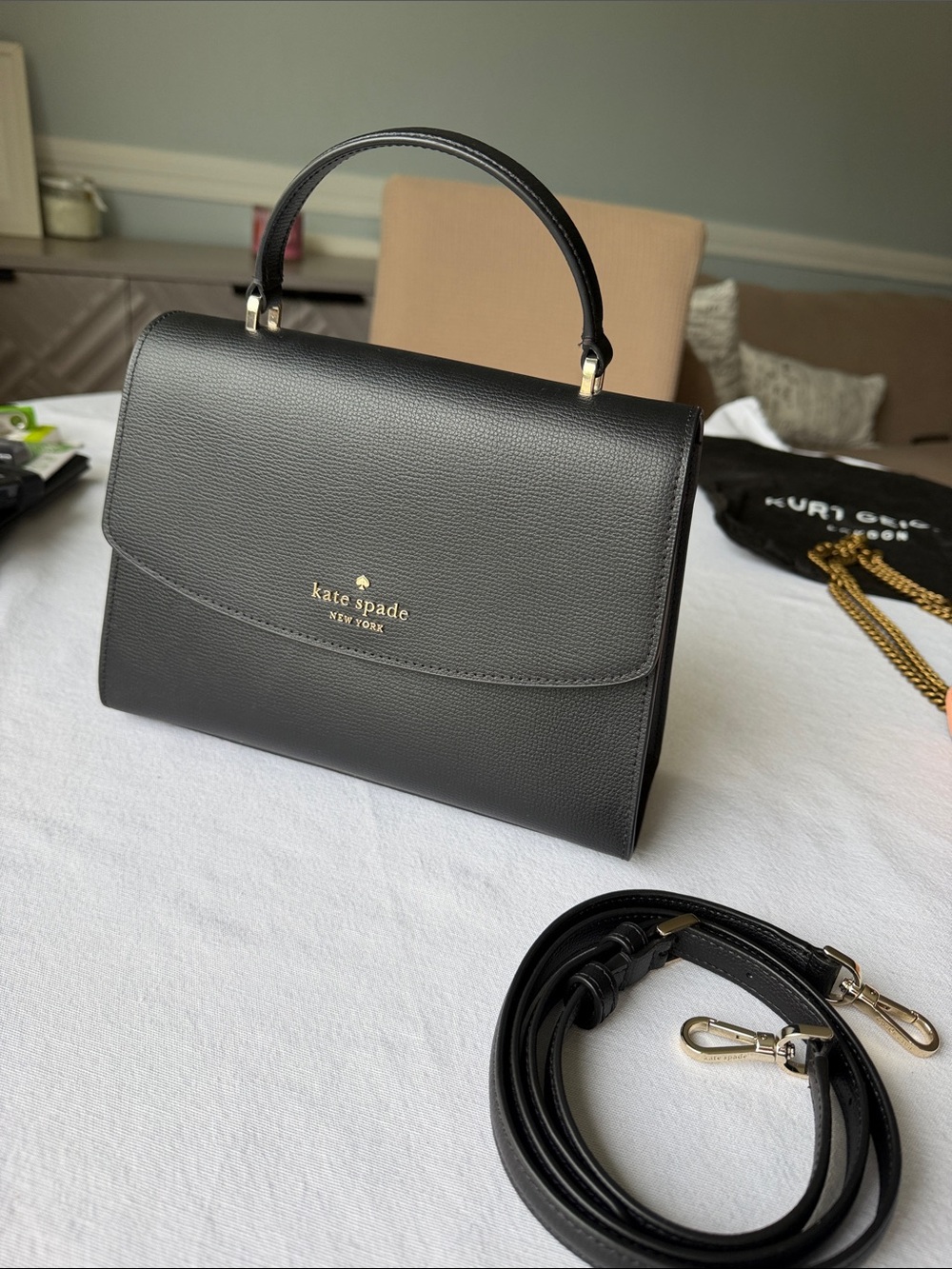 kate spade Black Leather Structured Top-Handle Bag - Picture 10 of 10